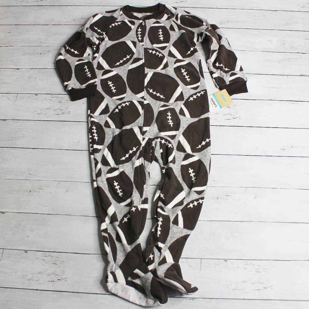 Carter's Boy's Fleece Pajama Sleeper Size 2T Brown Football Sports